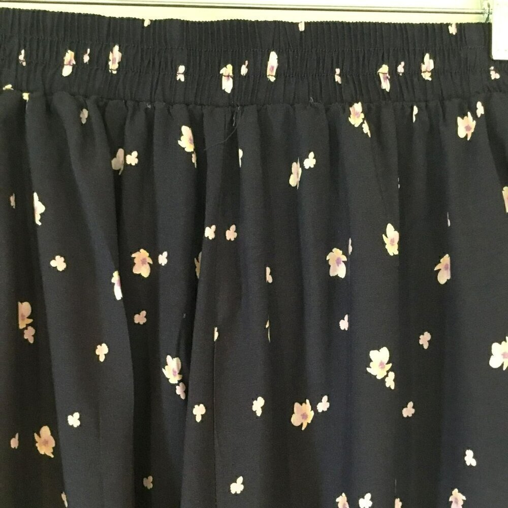 Yado Women's Vintage Cropped Palazzo Pull-On Pants Navy and Lavender Size Large - Picture 7 of 9